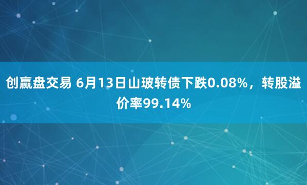 创赢盘交易 6月13日山玻转债下跌0.08%，转股溢价率99.14%